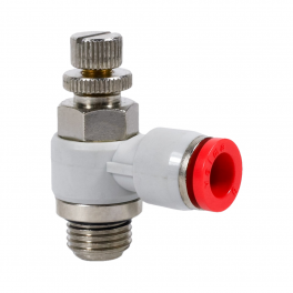 SC-BL-08-G18-SB Фитинг угловой с регулировкой расхода (пневмодроссель), 8мм x G 1/8 (наруж.резьба),